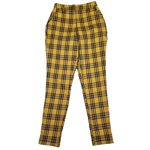 Hot Topic High Rise Slim Leg Plaid Pants, Yellow/Black, XS